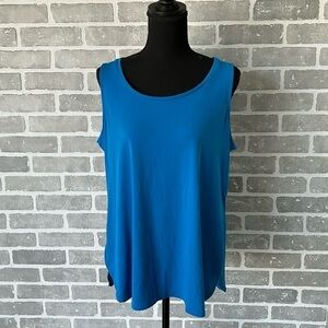 Susan Graver Medium Blue Modern Essentials Sleeveless Tank Top Women's Size L